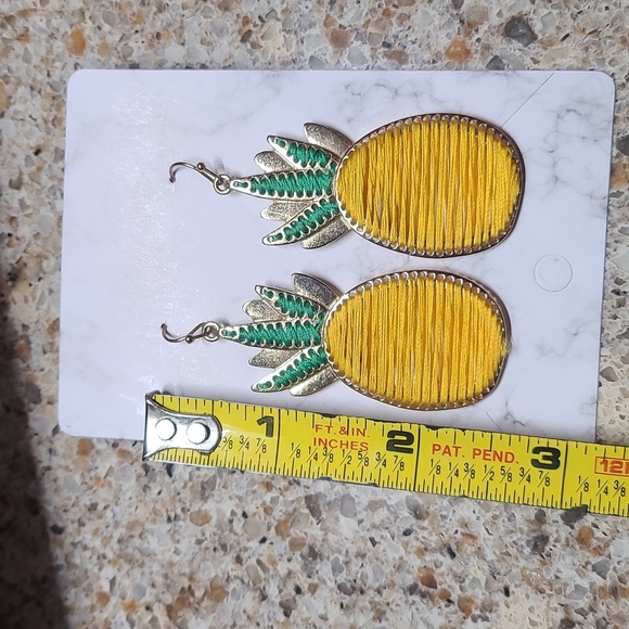 Yellow and Green Pineapple Earrings - Picture 16 of 17